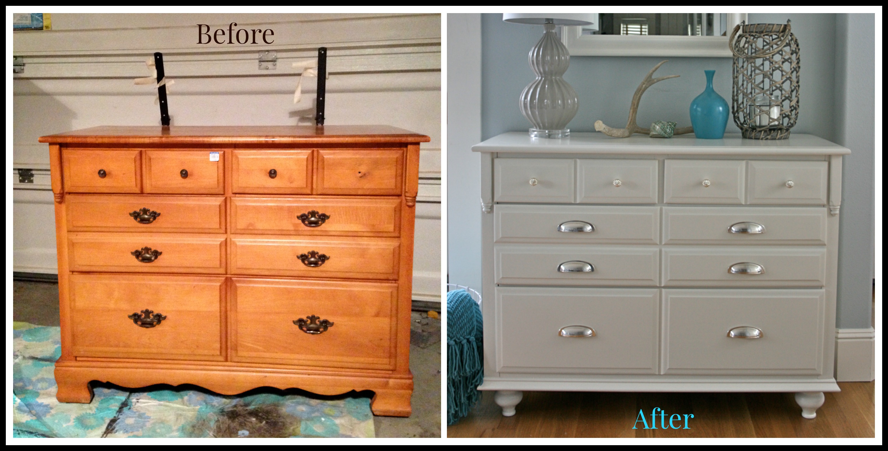 Whtie dresser before and after